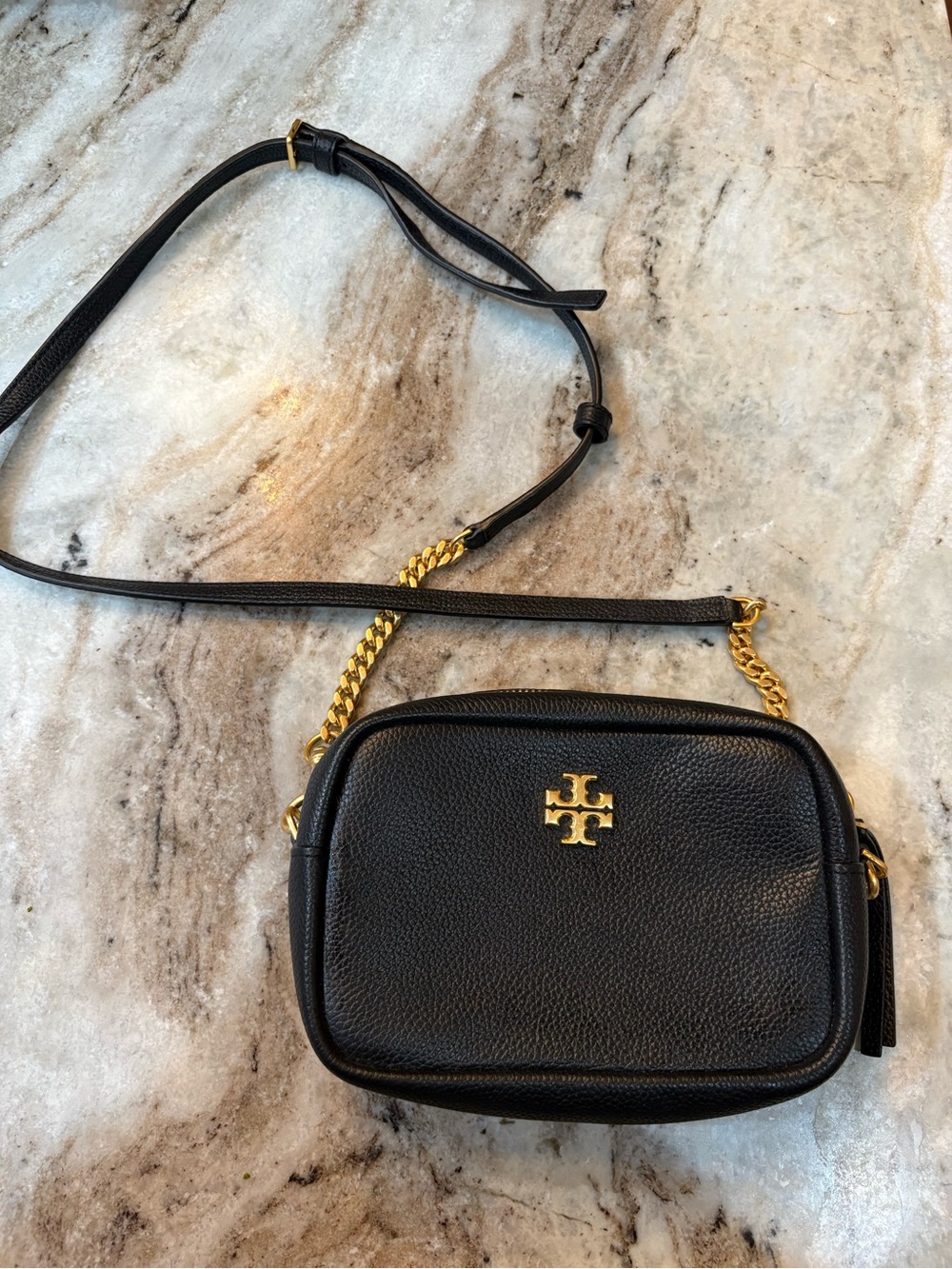 Tory Burch Black Pebbled Leather Crossbody